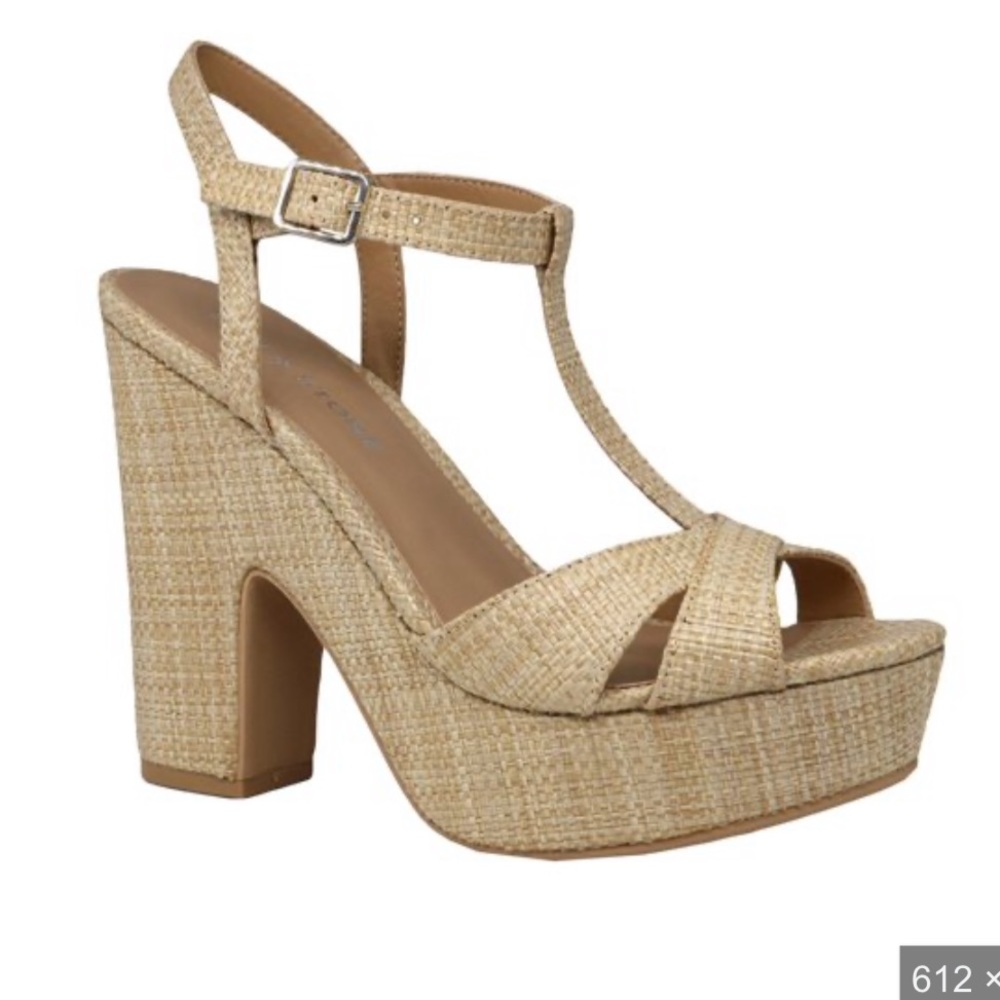 Sun + Stone Women's Jamie Platform Open Toe Heel Sandals Gold